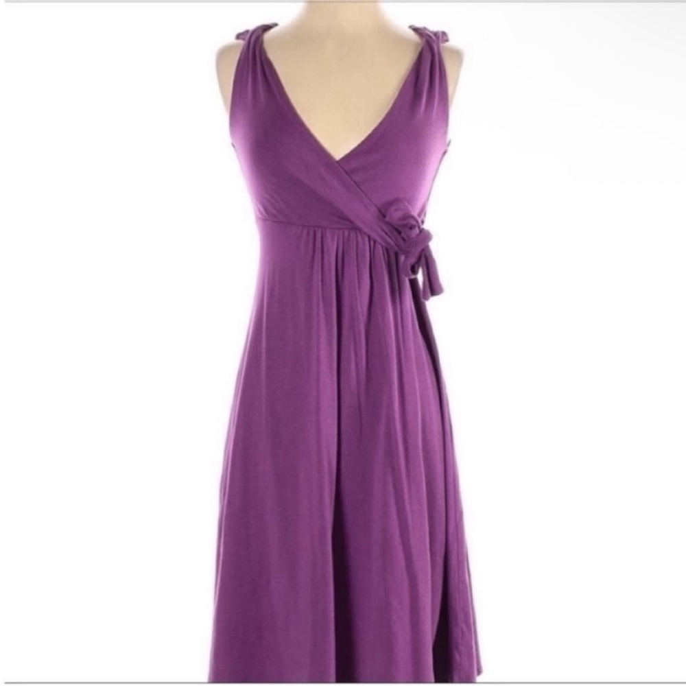 Athleta Leto dress purple taux wrap side tie twisted straps sleeveless